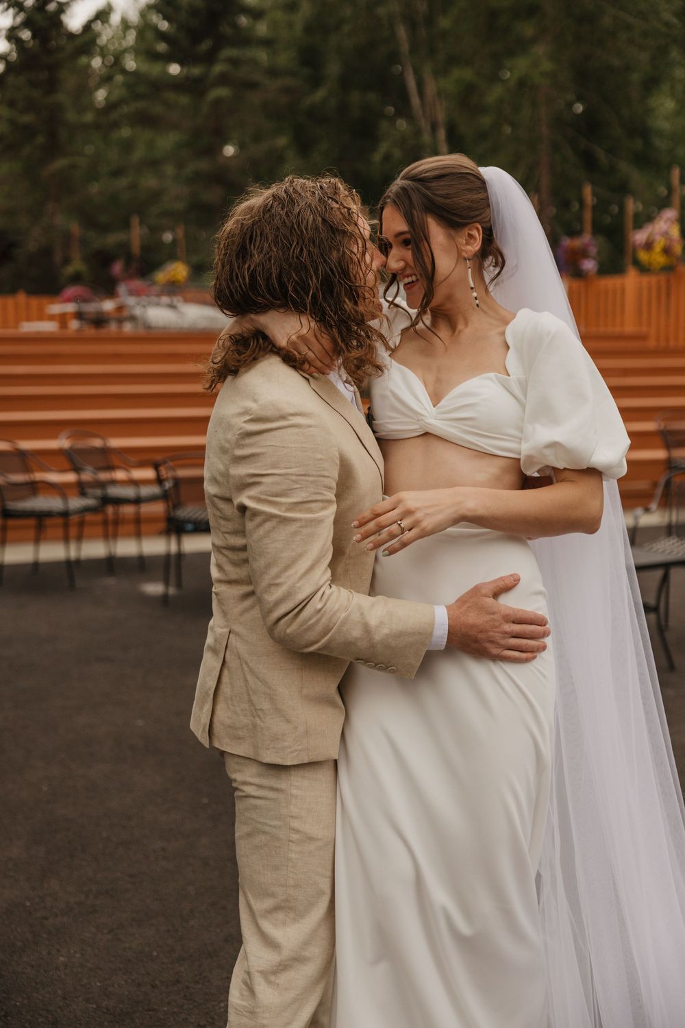 bride and groom sharing a private moment | wedding photography