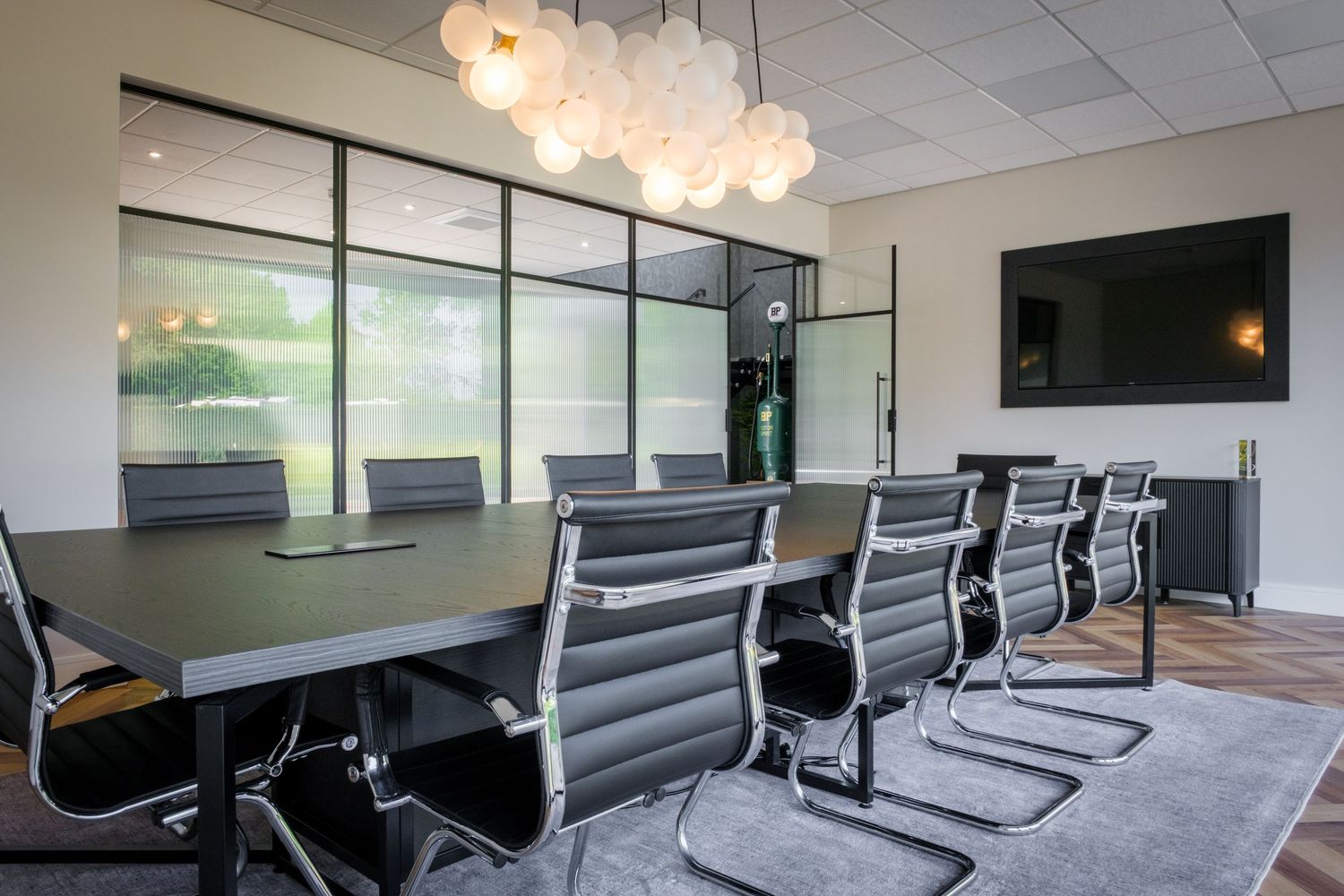 Boardroom in new offices beautifully designed by Re:Vive interiors, photographed by Simon Robertson Photography