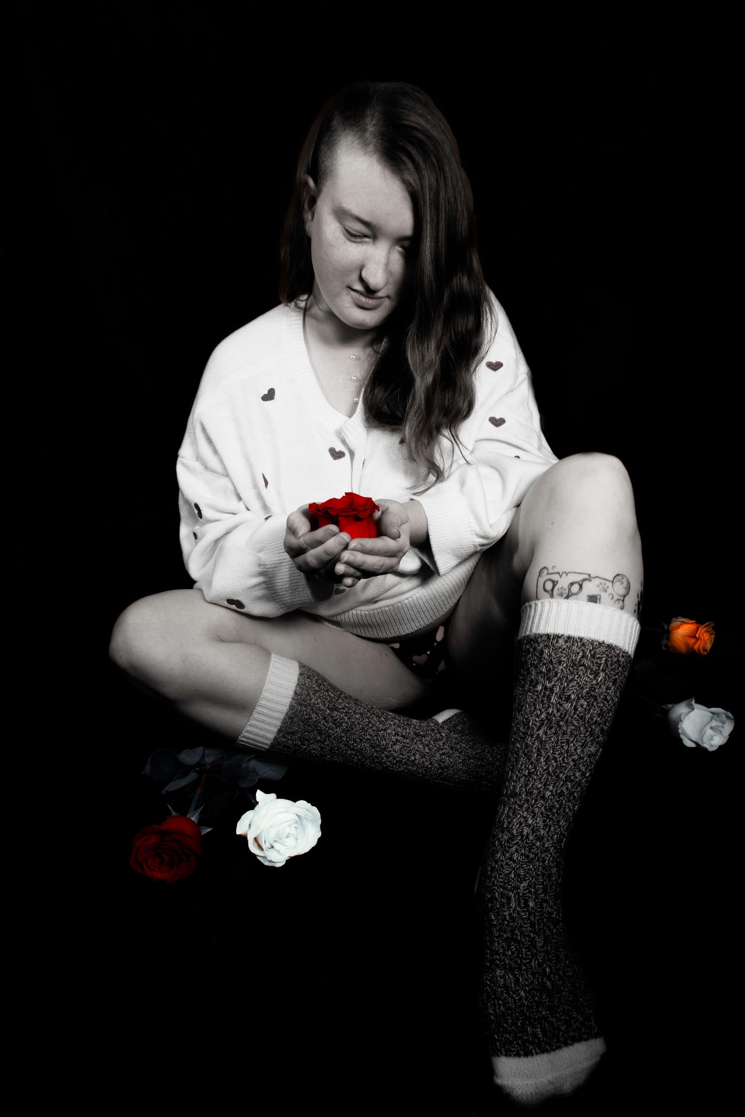 BNW, Black & White, Black and White, Adult, Tattoo, Boudoir