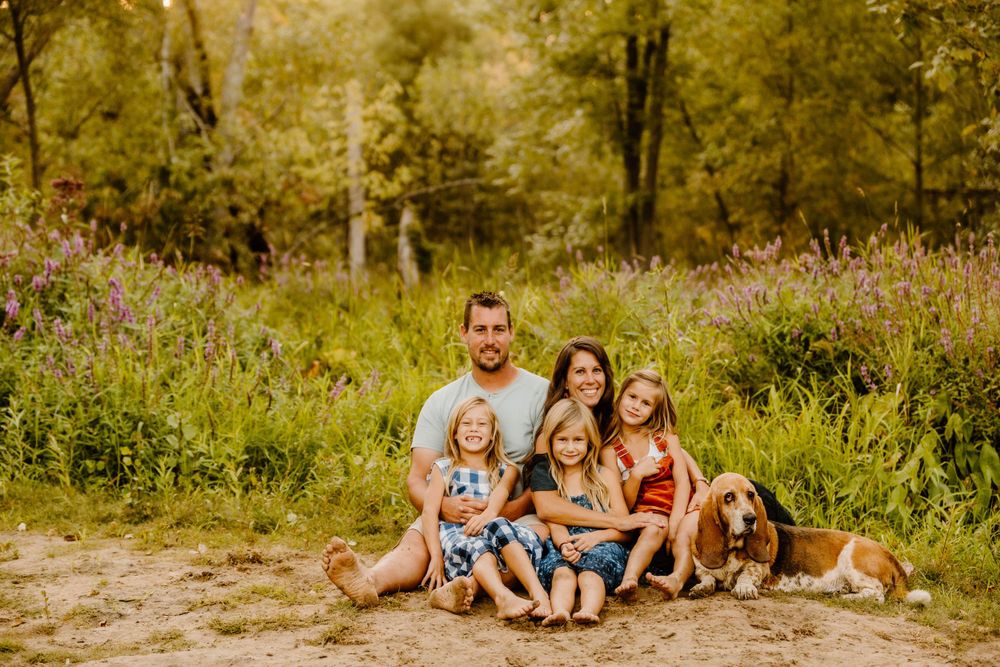Family, summer, water, river, golden hour, West Michigan