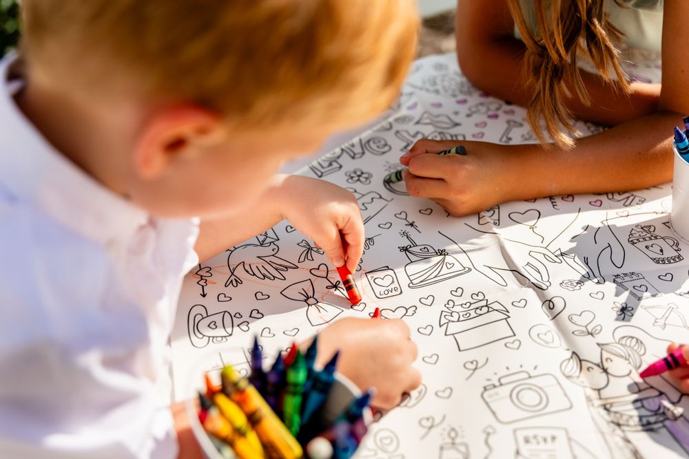 Kids coloring at Wedding - BrightSide Photography