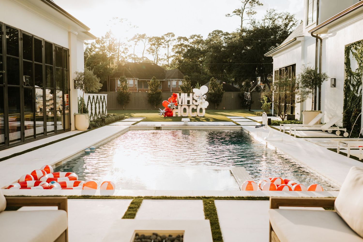 Private residence transformed for Memorial High School homecoming celebration in Houston, Texas