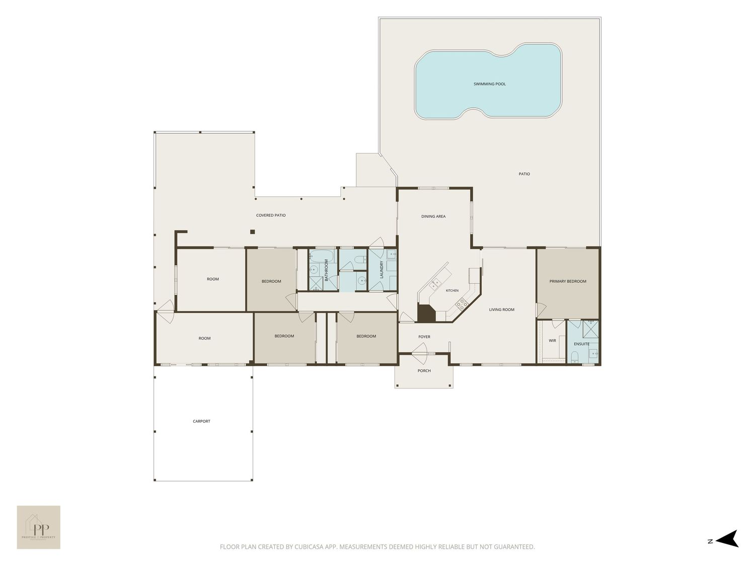 Architectural floor plan and site layout showing house design with landscaped garden and property boundaries.
