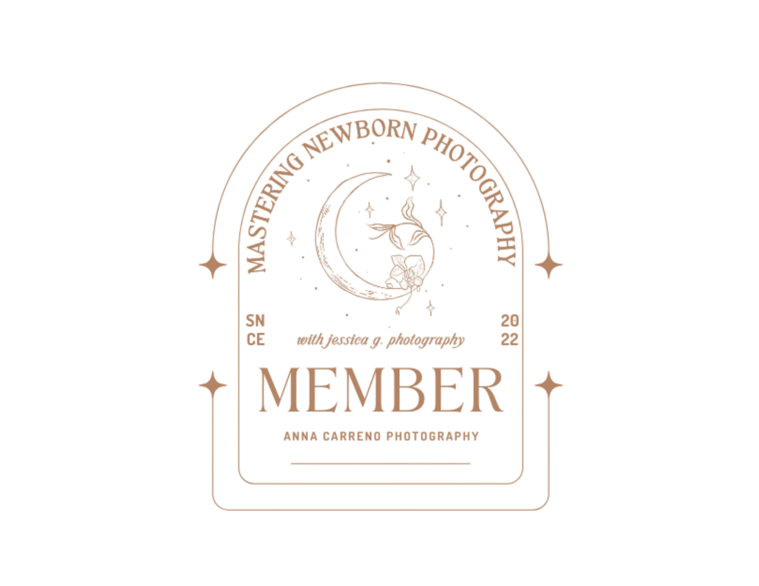 Professional newborn photography training membership badge for Anna Carreno Photography