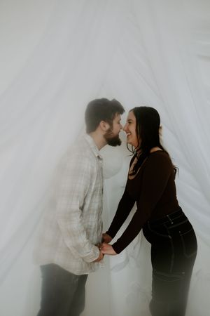 Dreamy black and white sequence shows a couple's playful and romantic interaction.