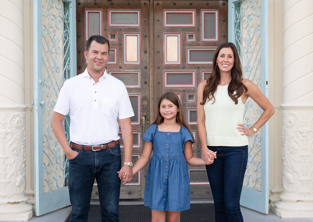 Family of 3 Portrait Session with Grandparents and Dog at OKWU by Bartlesville Family Photographer Kristi Bray