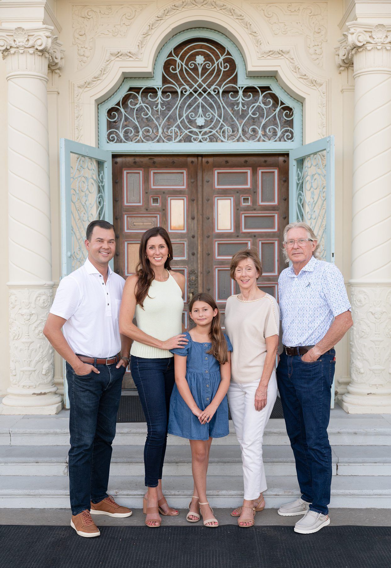 Family of 3 Portrait Session with Grandparents and Dog at OKWU by Bartlesville Family Photographer Kristi Bray