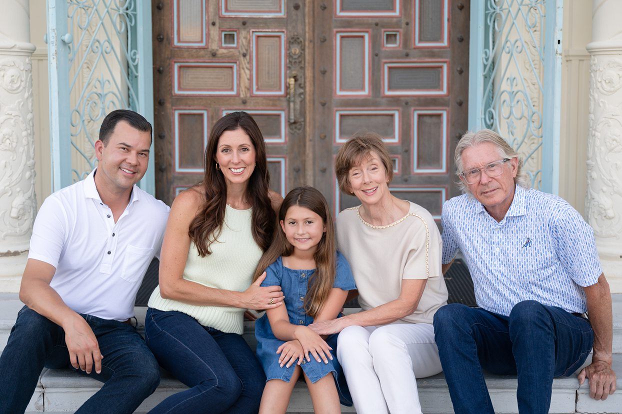Family of 3 Portrait Session with Grandparents and Dog at OKWU by Bartlesville Family Photographer Kristi Bray
