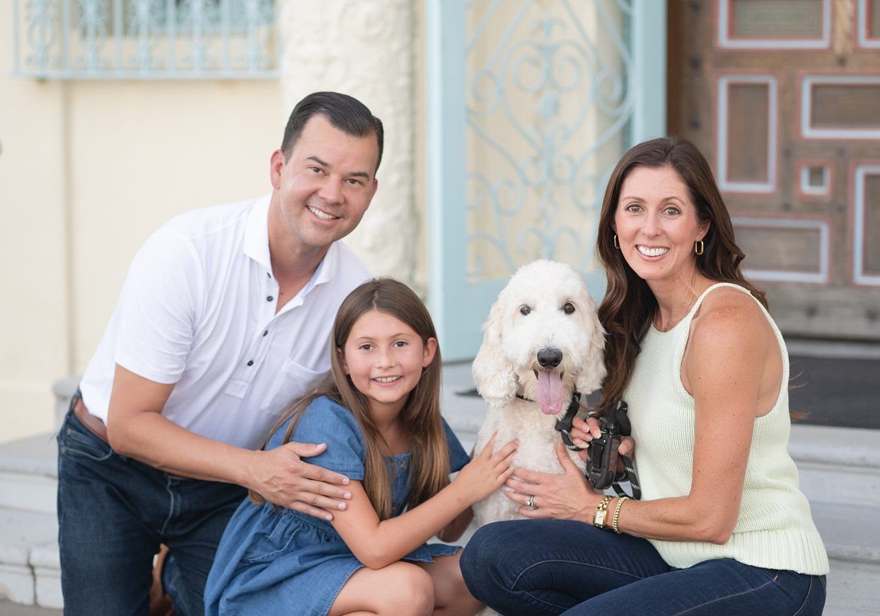 Family of 3 Portrait Session with Grandparents and Dog at OKWU by Bartlesville Family Photographer Kristi Bray
