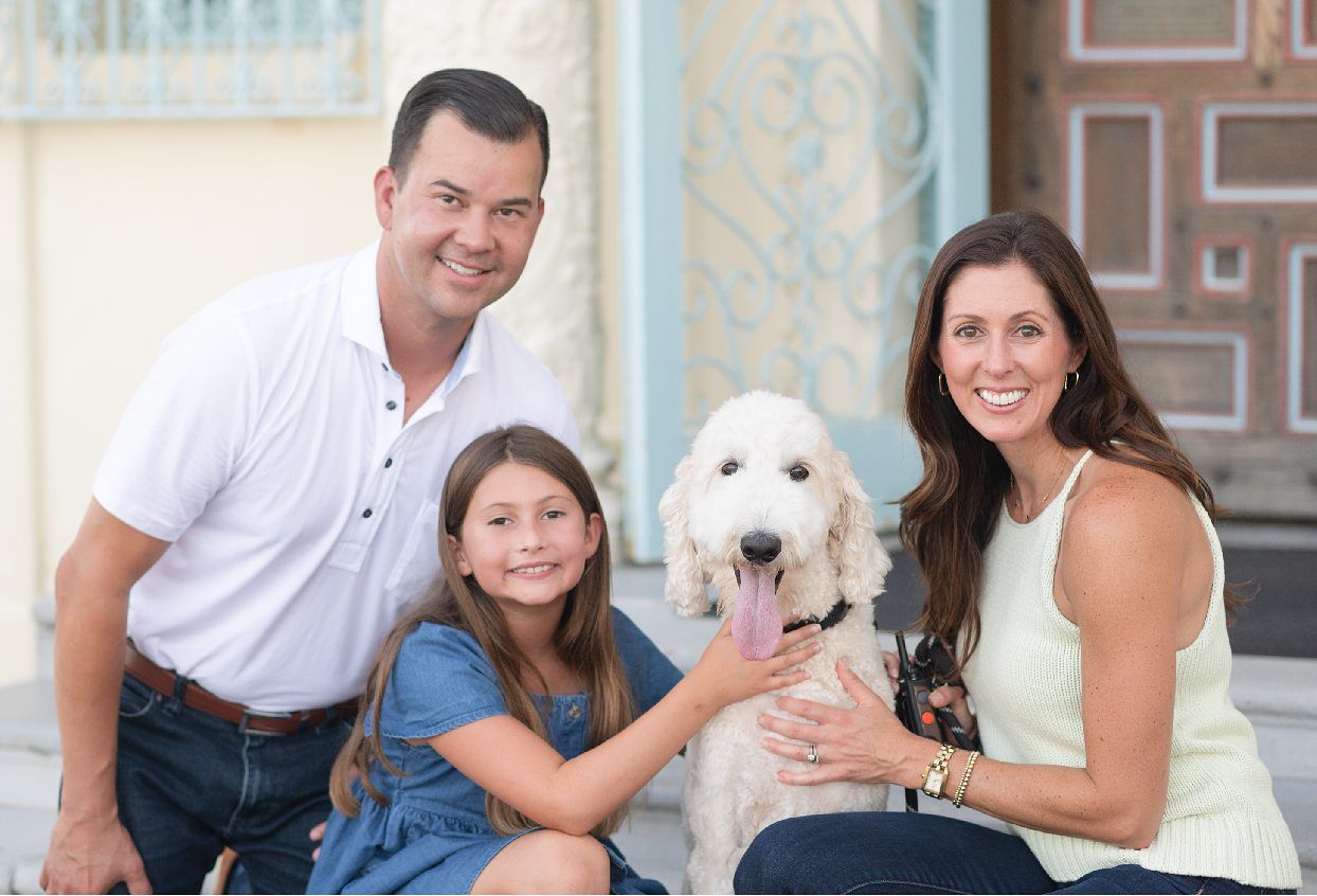 Family of 3 Portrait Session with Grandparents and Dog at OKWU by Bartlesville Family Photographer Kristi Bray