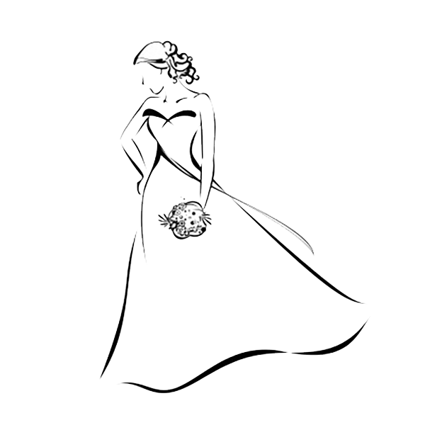 Minimalist line art sketches of wedding poses and moments in black and white.