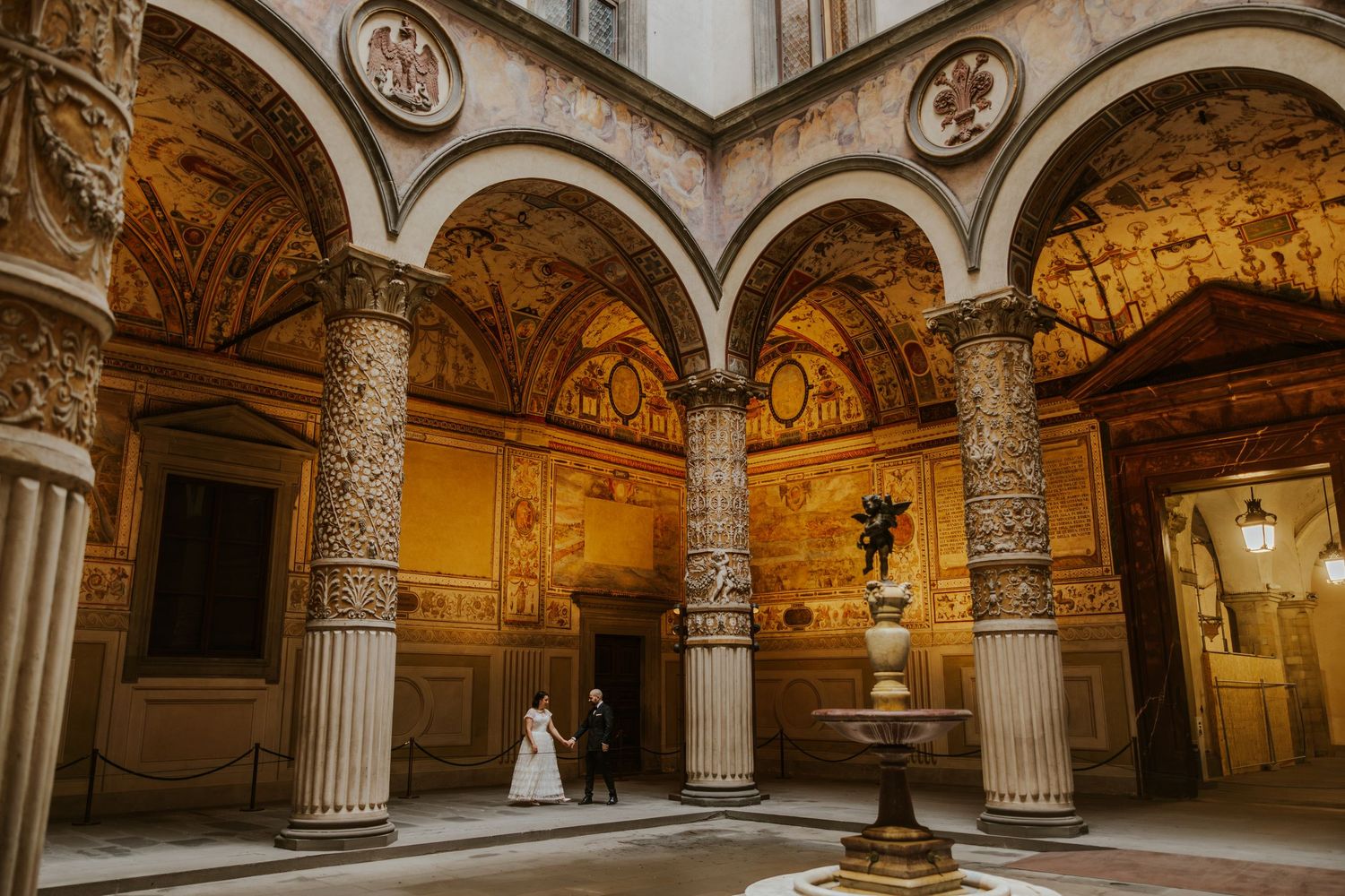 beautiful florence, italy elopement with italian architecture at palazzo vecchio