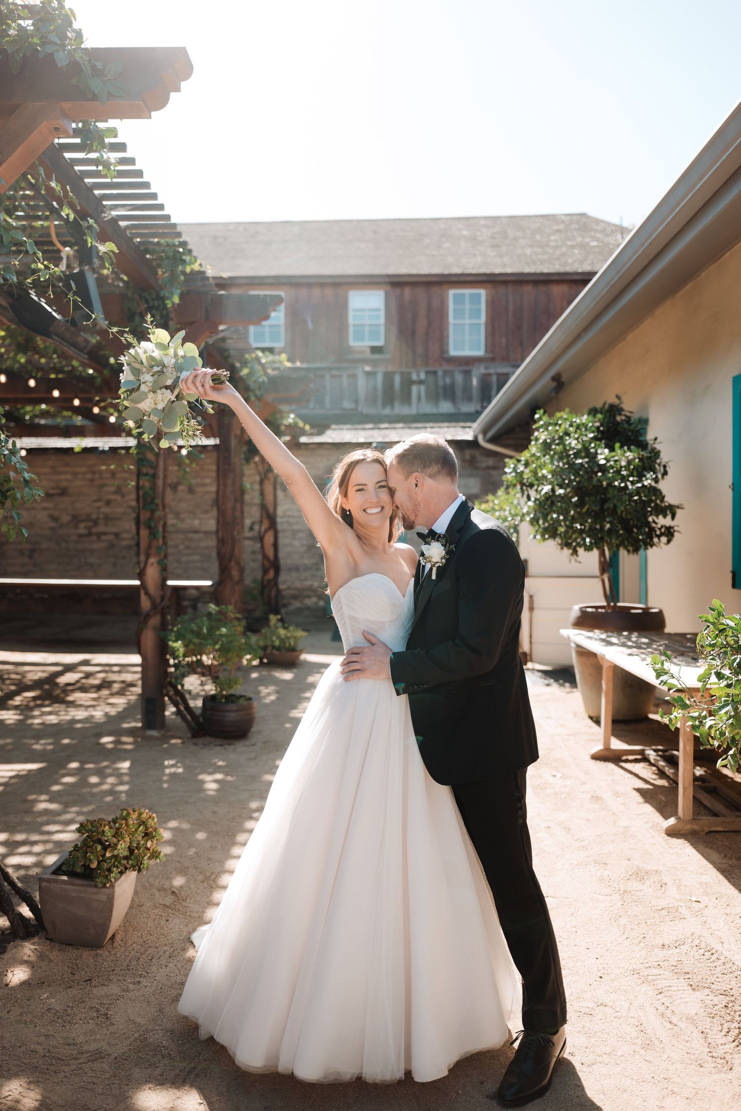 bride and groom portraits in monterey