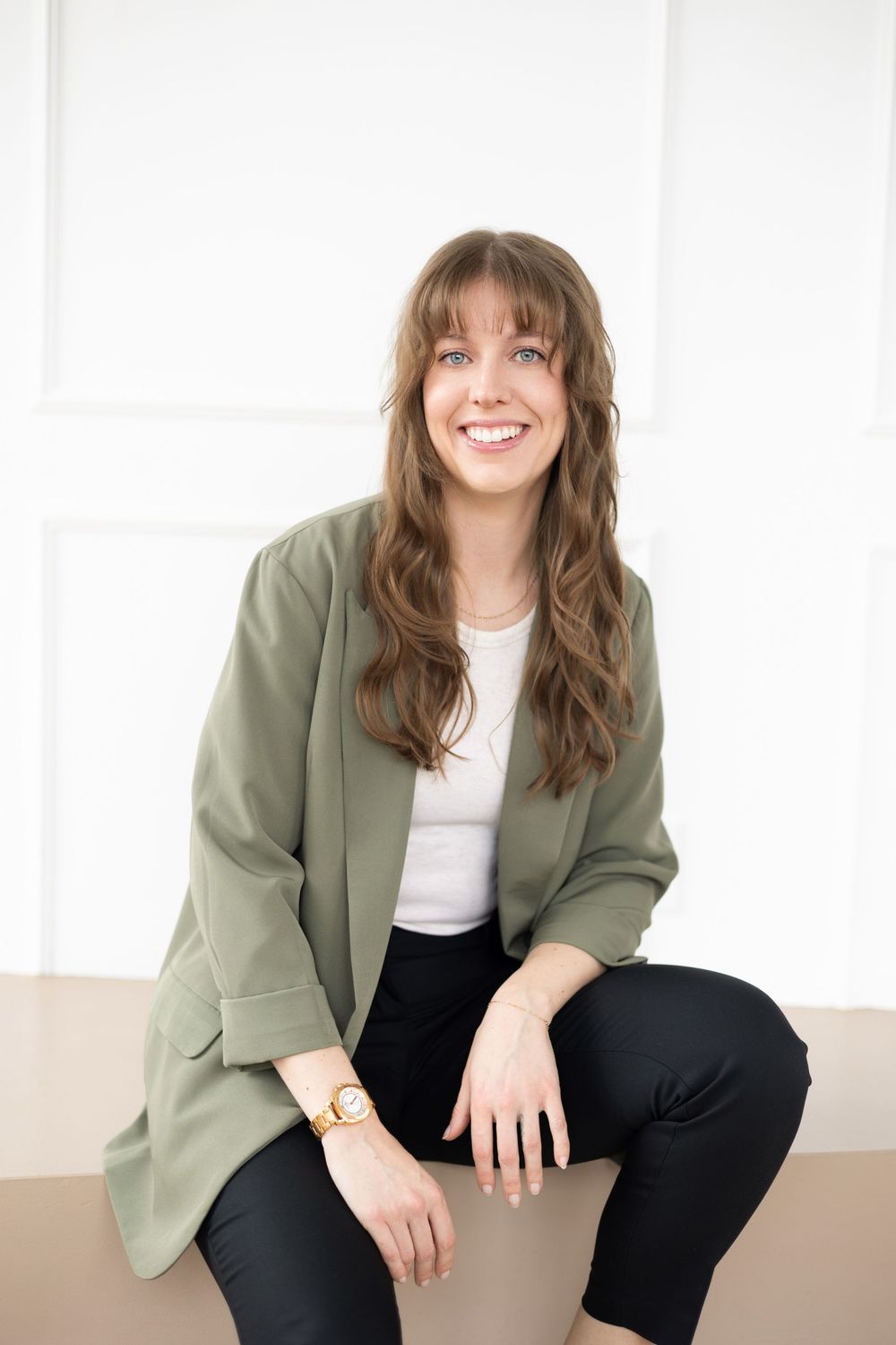 portrait of Darian Fournie in elevated yet approachable outfit, London, Ontario branding shoot