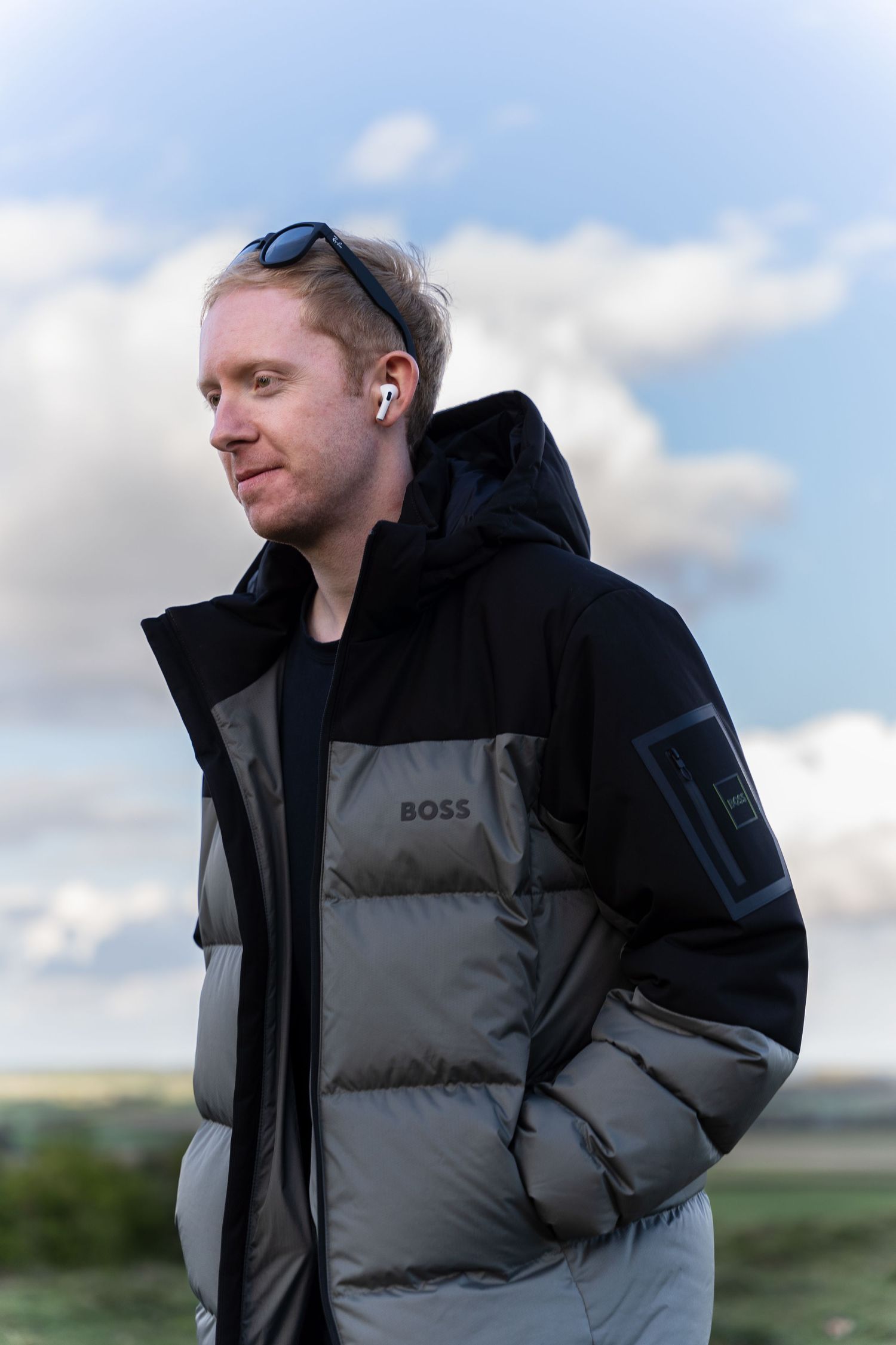 Business owner walks in the Hampshire countryside near Whiteley in Fareham during his personal branding photography photoshoot