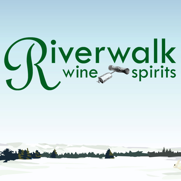 Logos of sponsor of Charlie's Pooch Playoffs "Riverwalk Wine and Spirits"