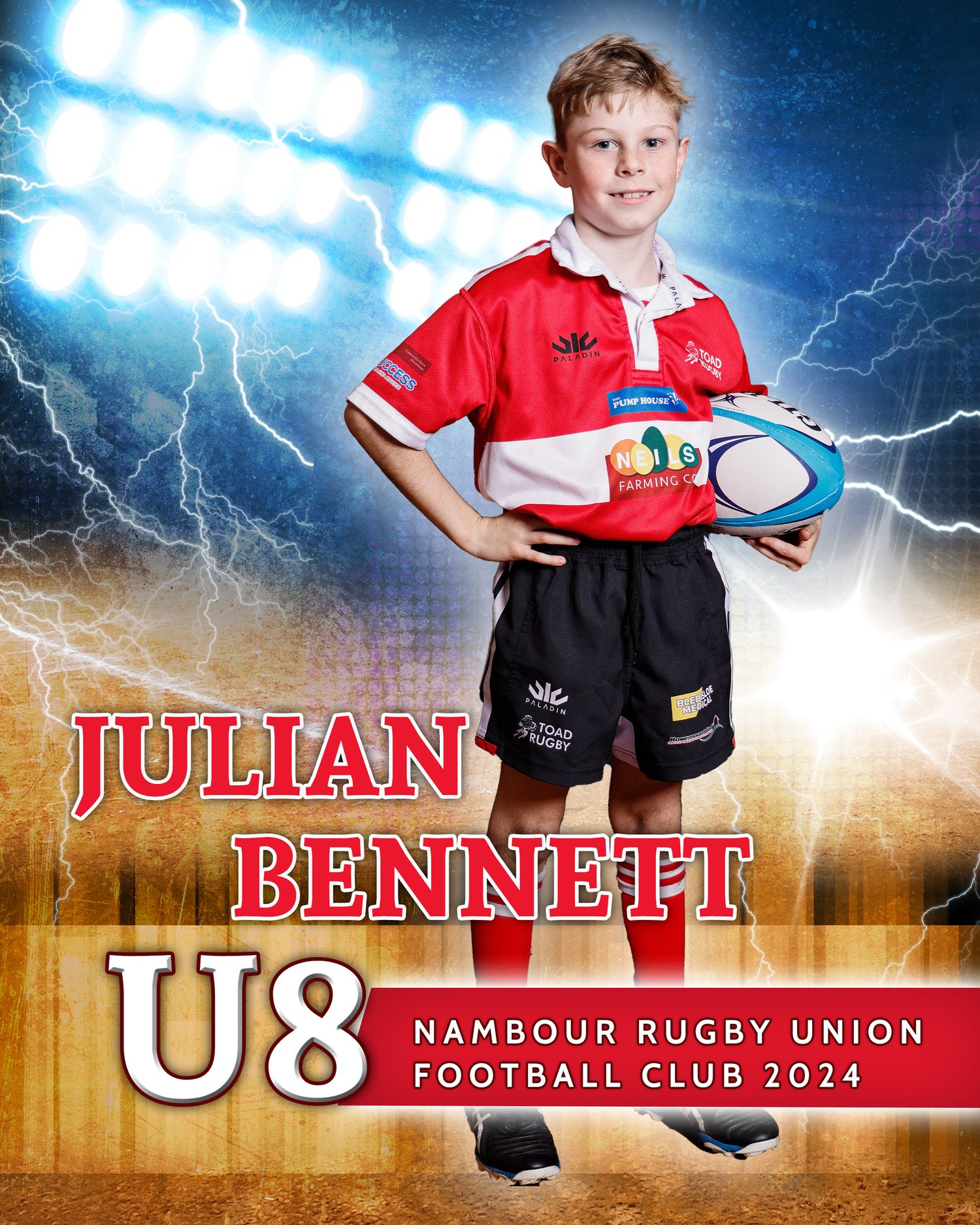 Individual team photo of rugby player taken by Sunshine Coast Sports Photographer, Rachel Wright
