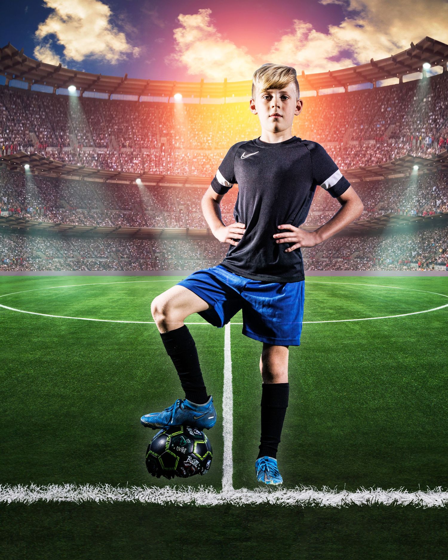 Sports portrait of young soccer football player taken by Sunshine Coast Sports Photographer, Rachel Wright