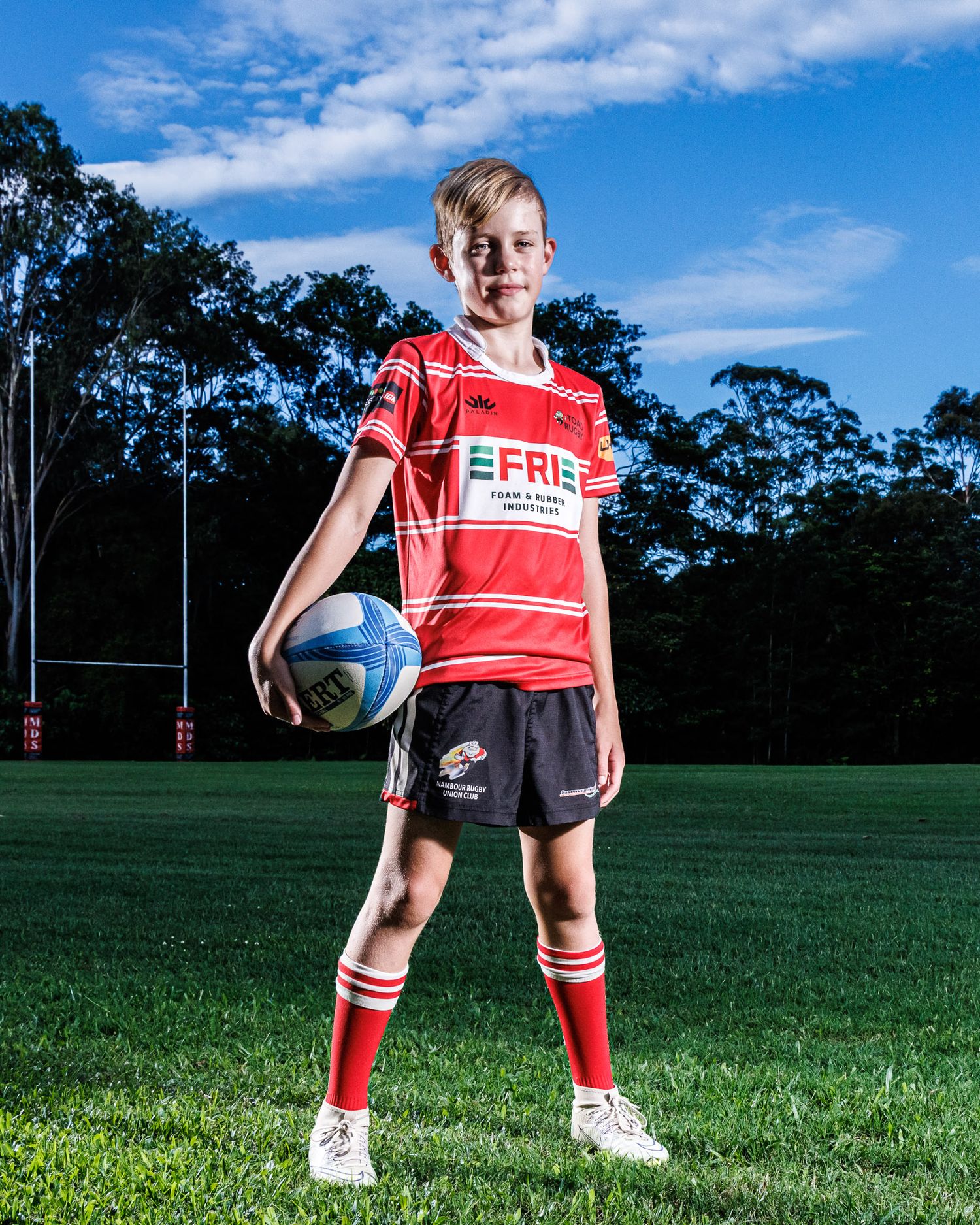 Sports portrait of young rugby player taken by Sunshine Coast Sports Photographer, Rachel Wright