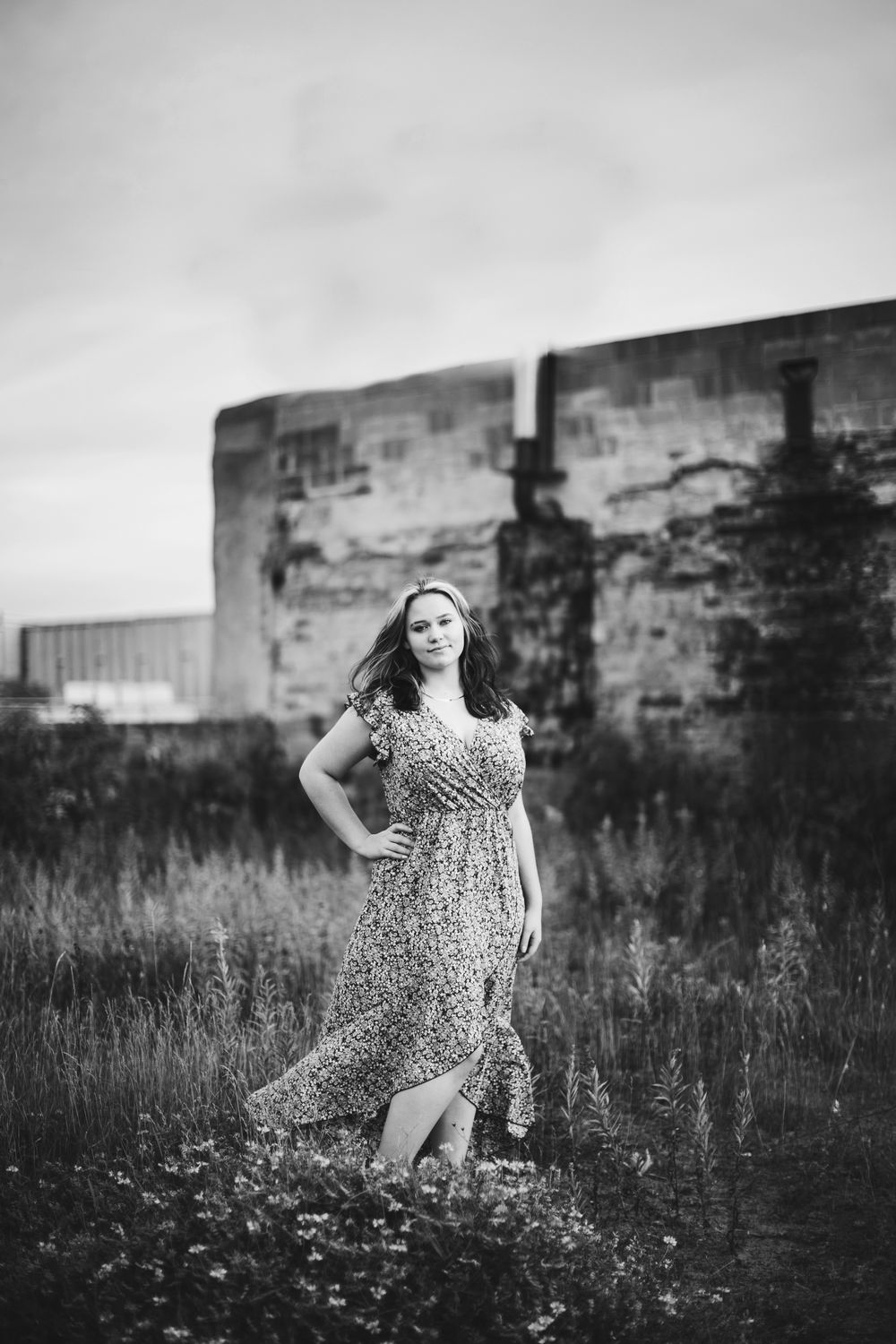 Confident high school senior photographed in downtown Duluth