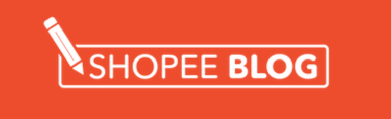 Shopee Blog orange rectangular logo with pencil icon in white.