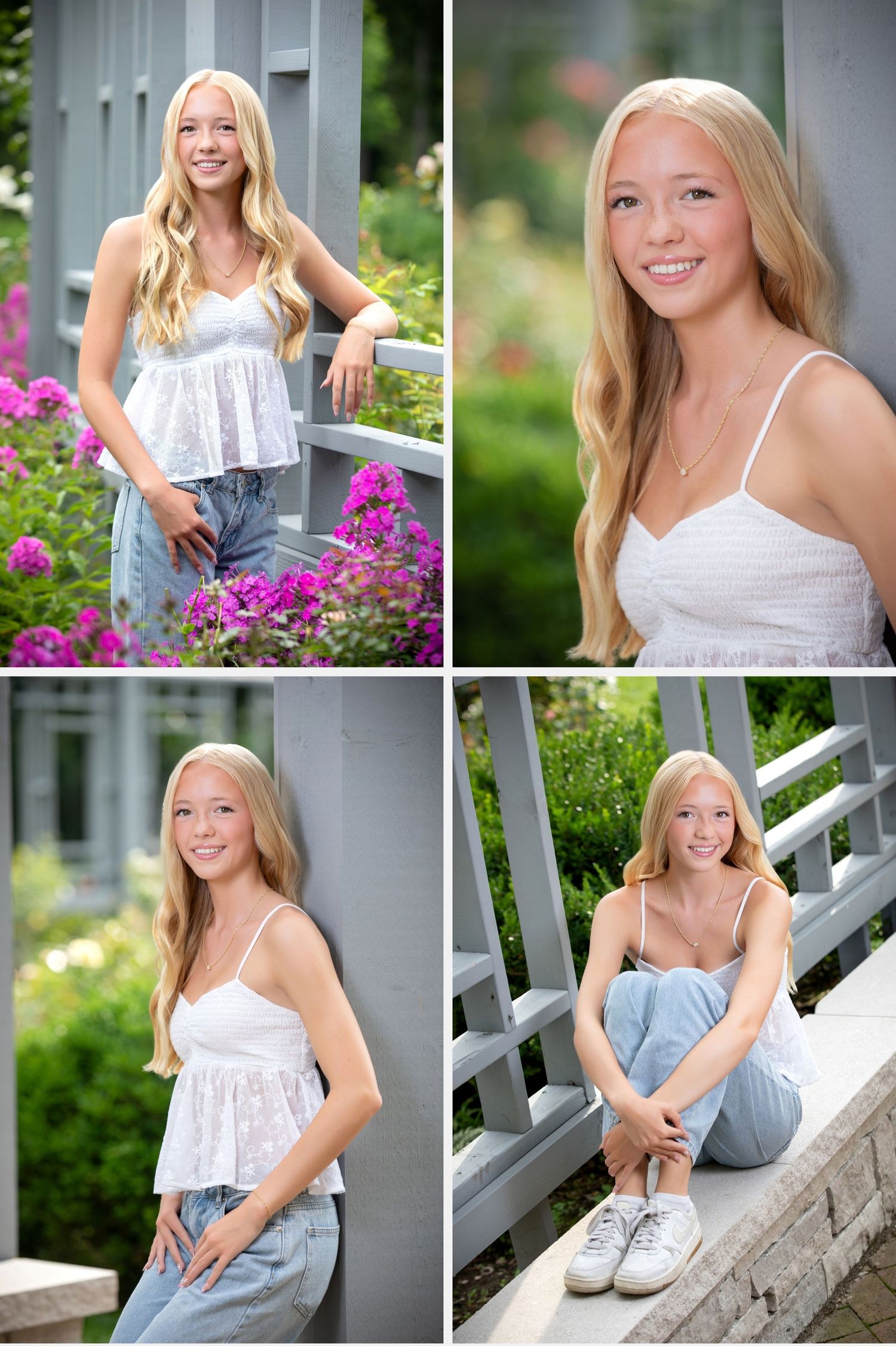 Olentangy senior pictures in Inniswoods.  Senior pictures in the park.  Senior pictures with flowers. Floral senior pictures.
