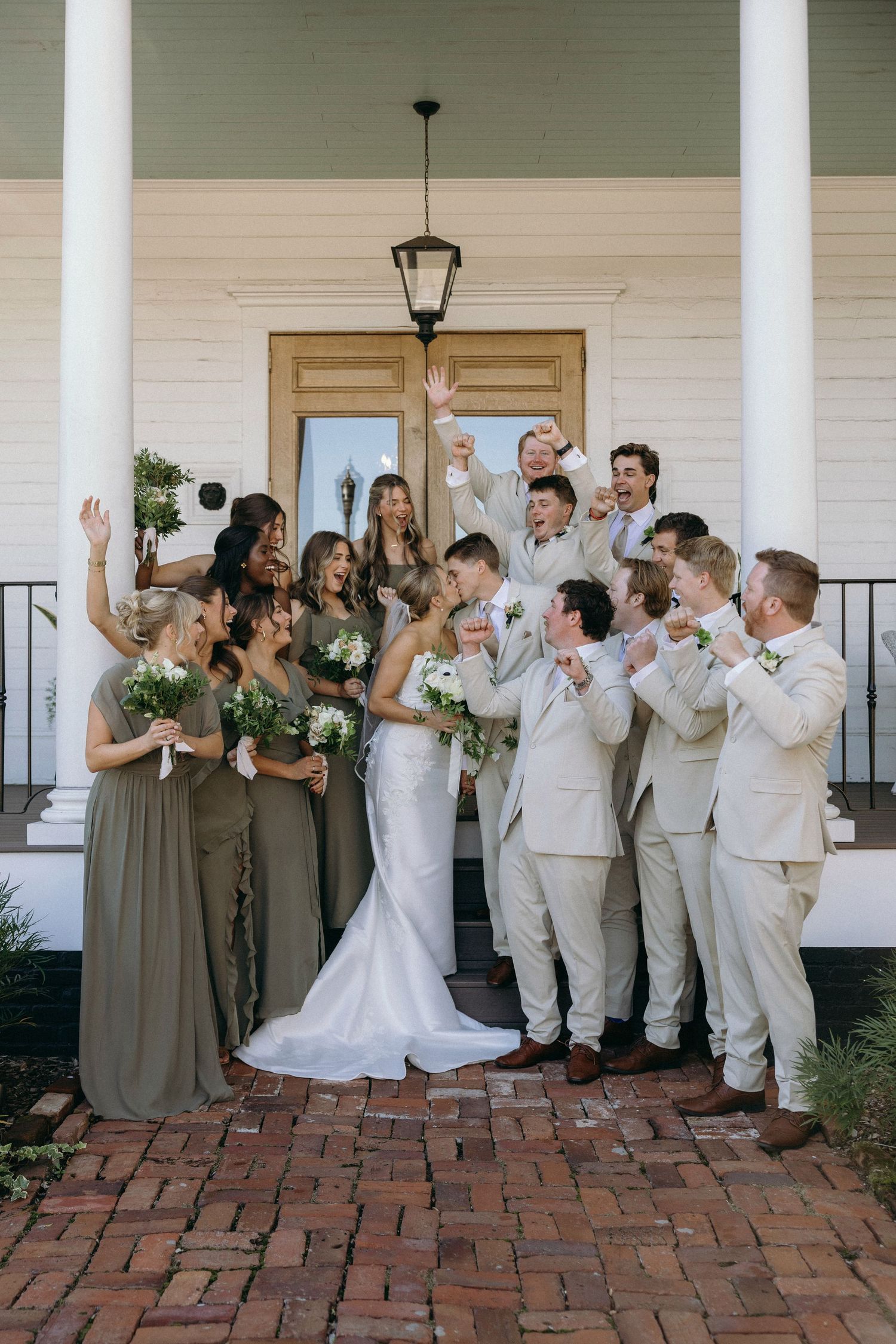 Wedding party portraits in the gardens at Lillian Gardens in Newnan