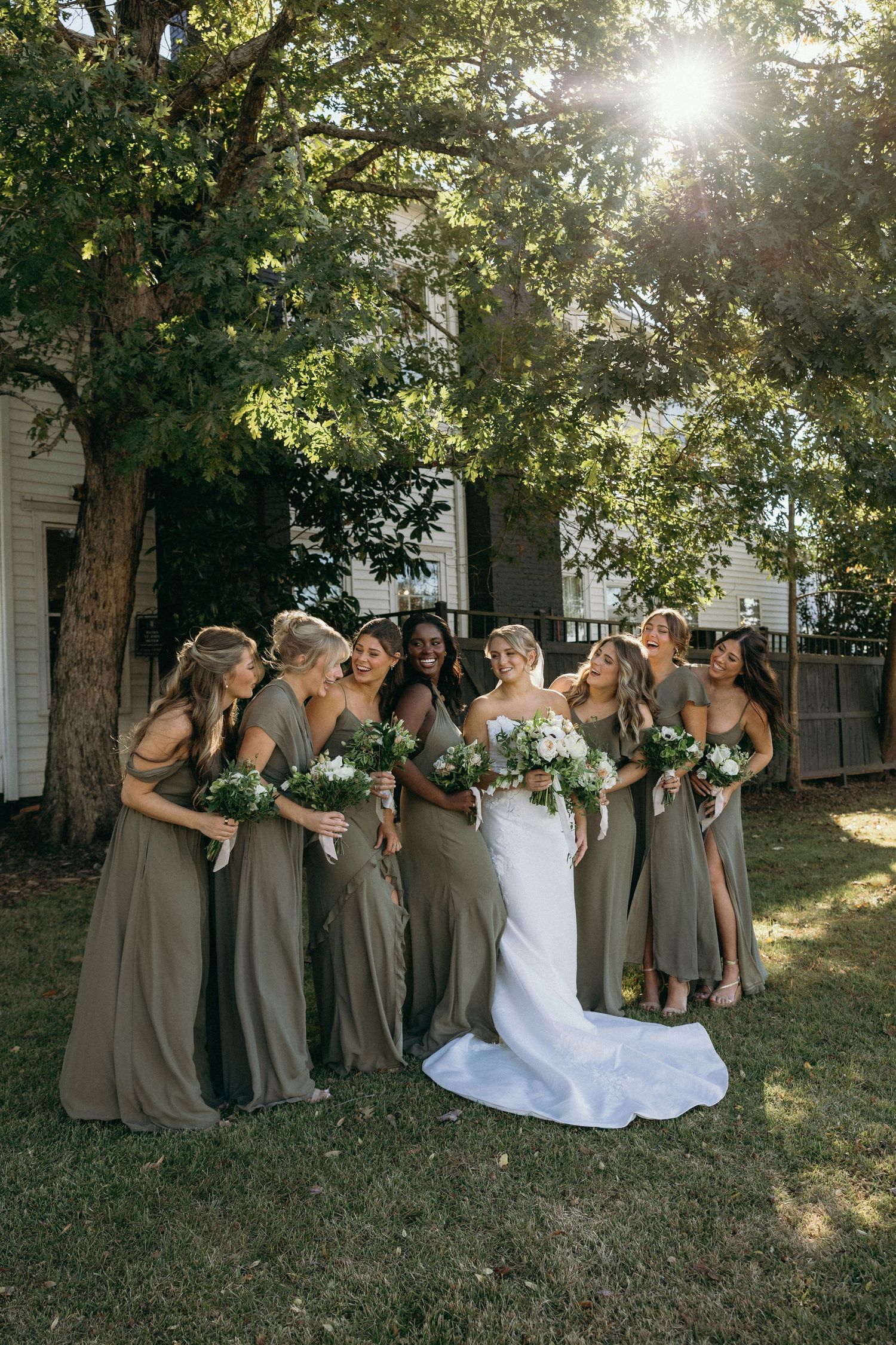 Bridesmaids portraits at Lillian Gardens in Newnan, Georgia