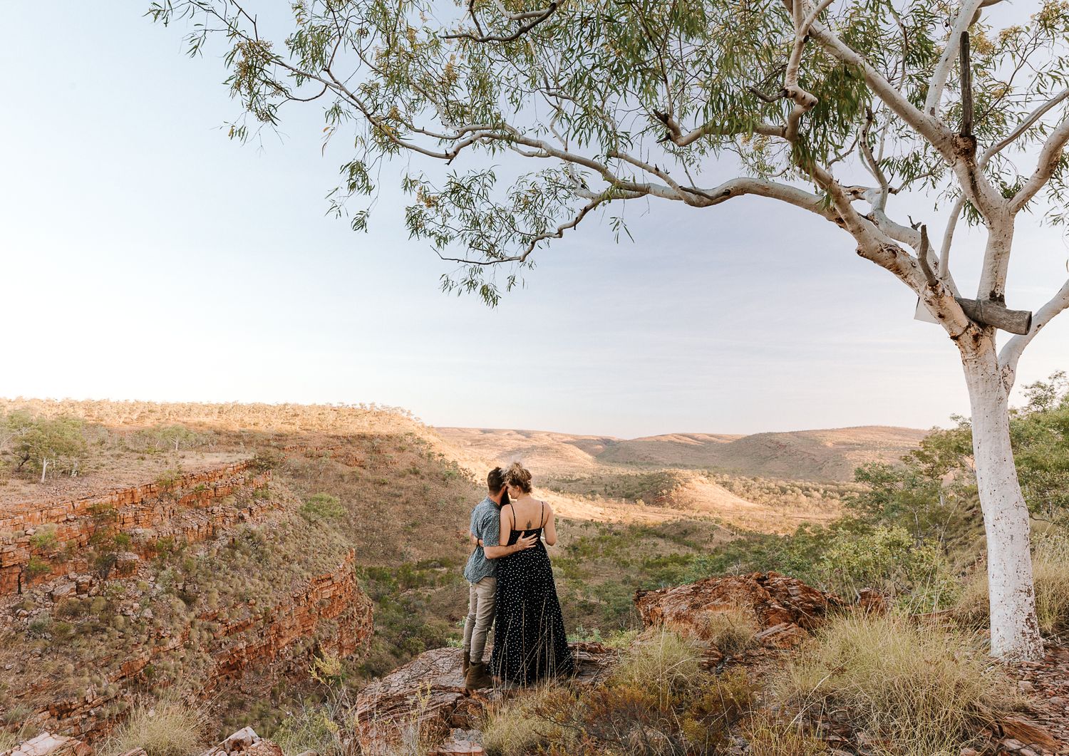 A couple photography session, located in the bush, in WA's stunning Pilbara as a backdrop