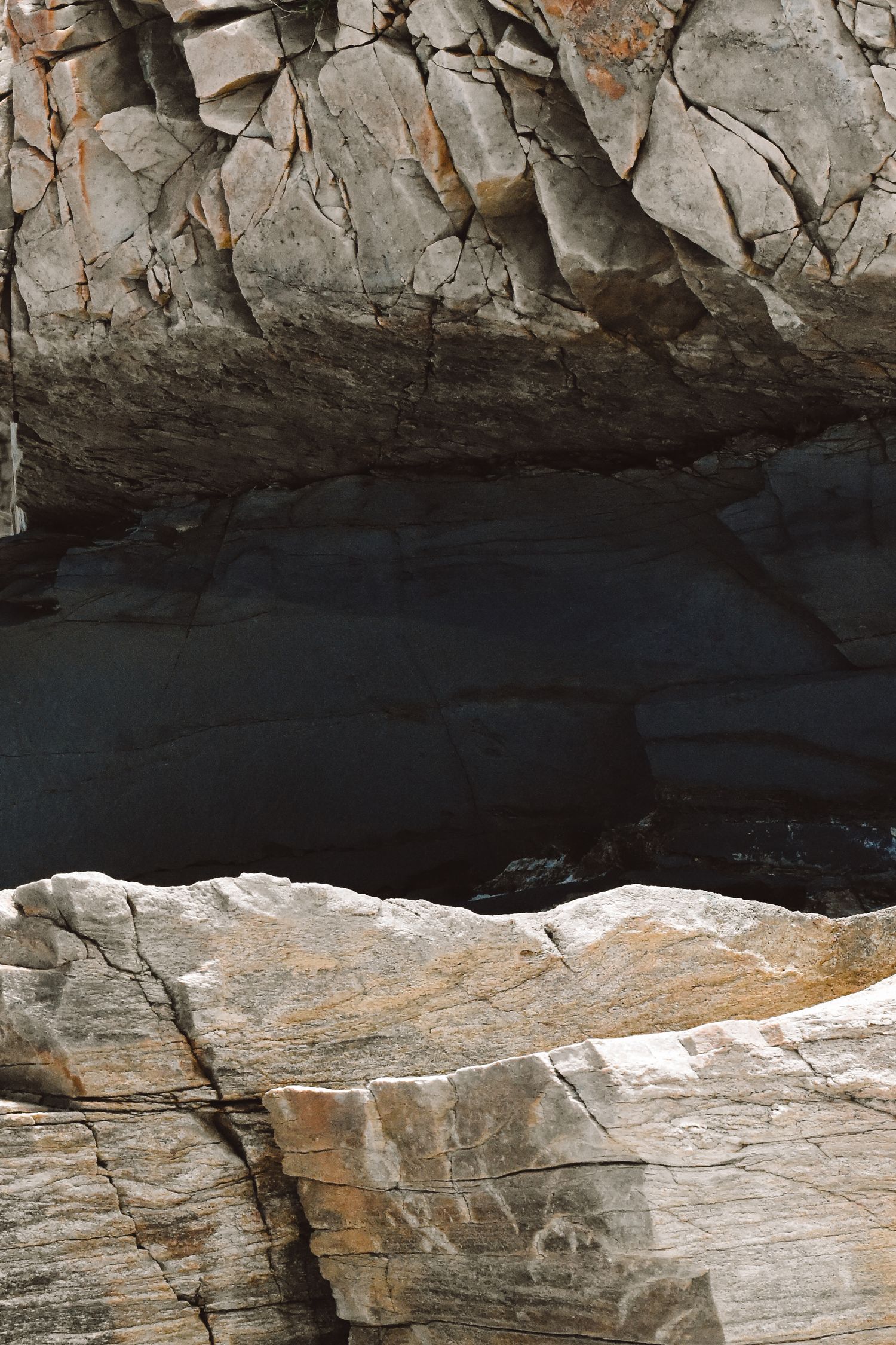 Three layers of rock textures