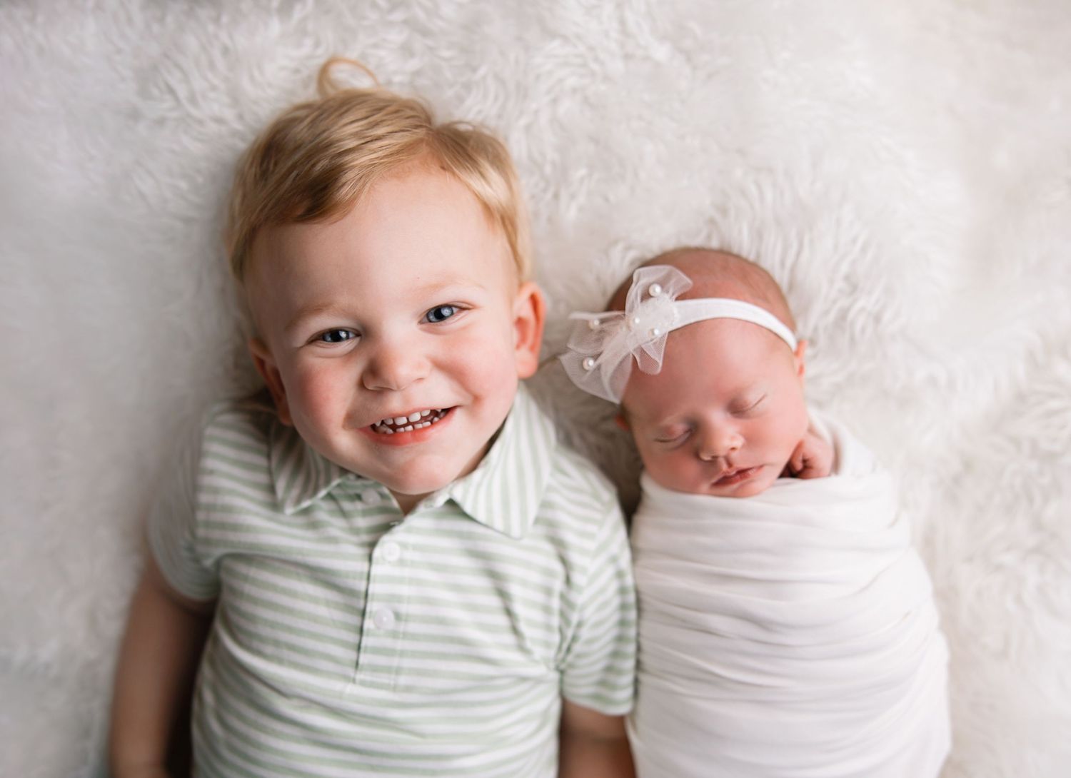 Newborn with big brother. Newborn profile portrait. Arkansas Newborn Photographer