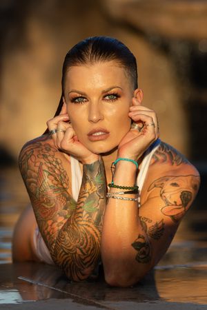 model, tattoo, swim, swimsuit,