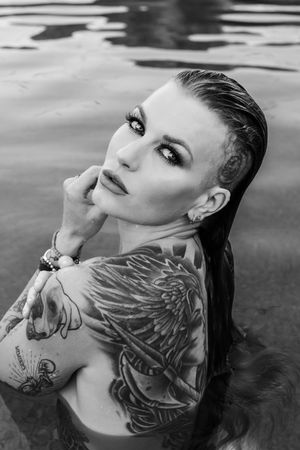 model, tattoo, swim, swimsuit,