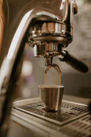 a steaming stream of espresso in Western North Carolina just outside of Asheville