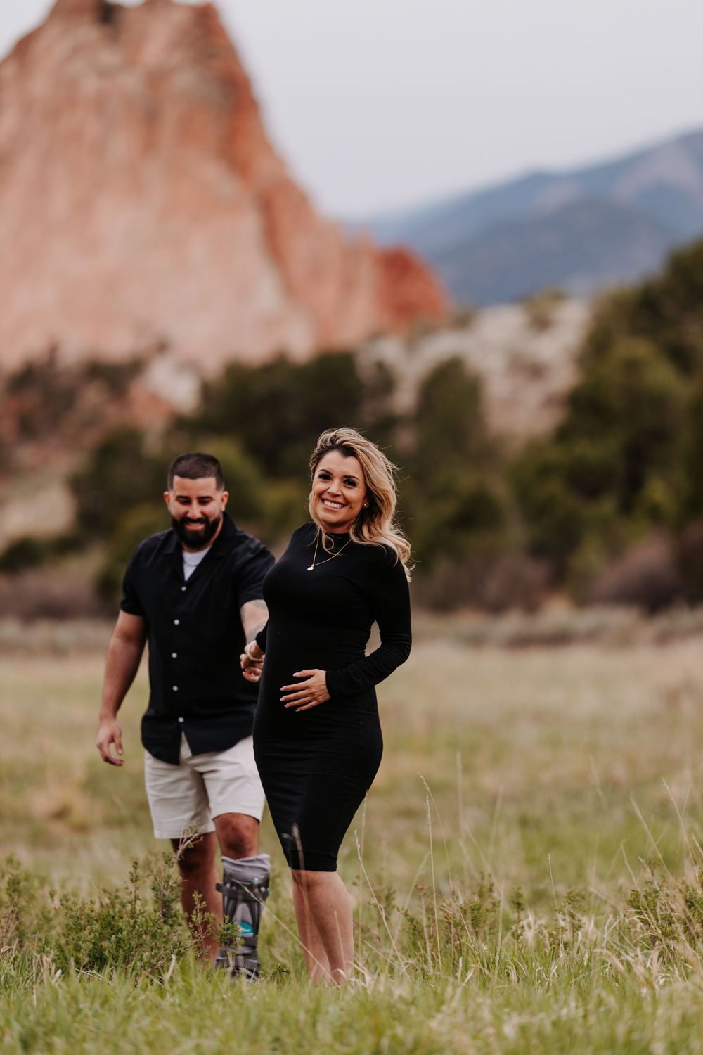 couple in front of garden of the gods