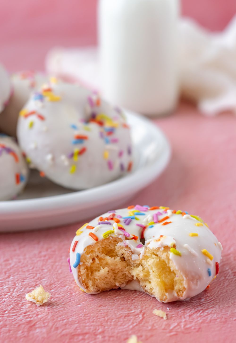 Cake donut with rainbow sprinkles