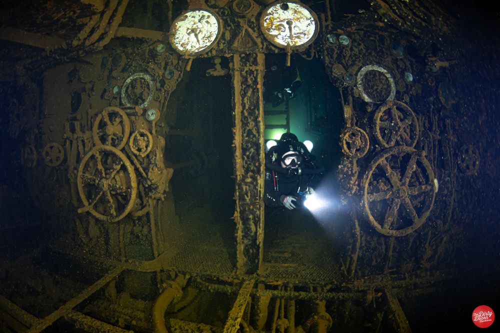 Technical Diver inside WWII shipwreck
