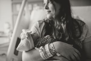 Medical bracelets and monitoring devices in a hospital setting.