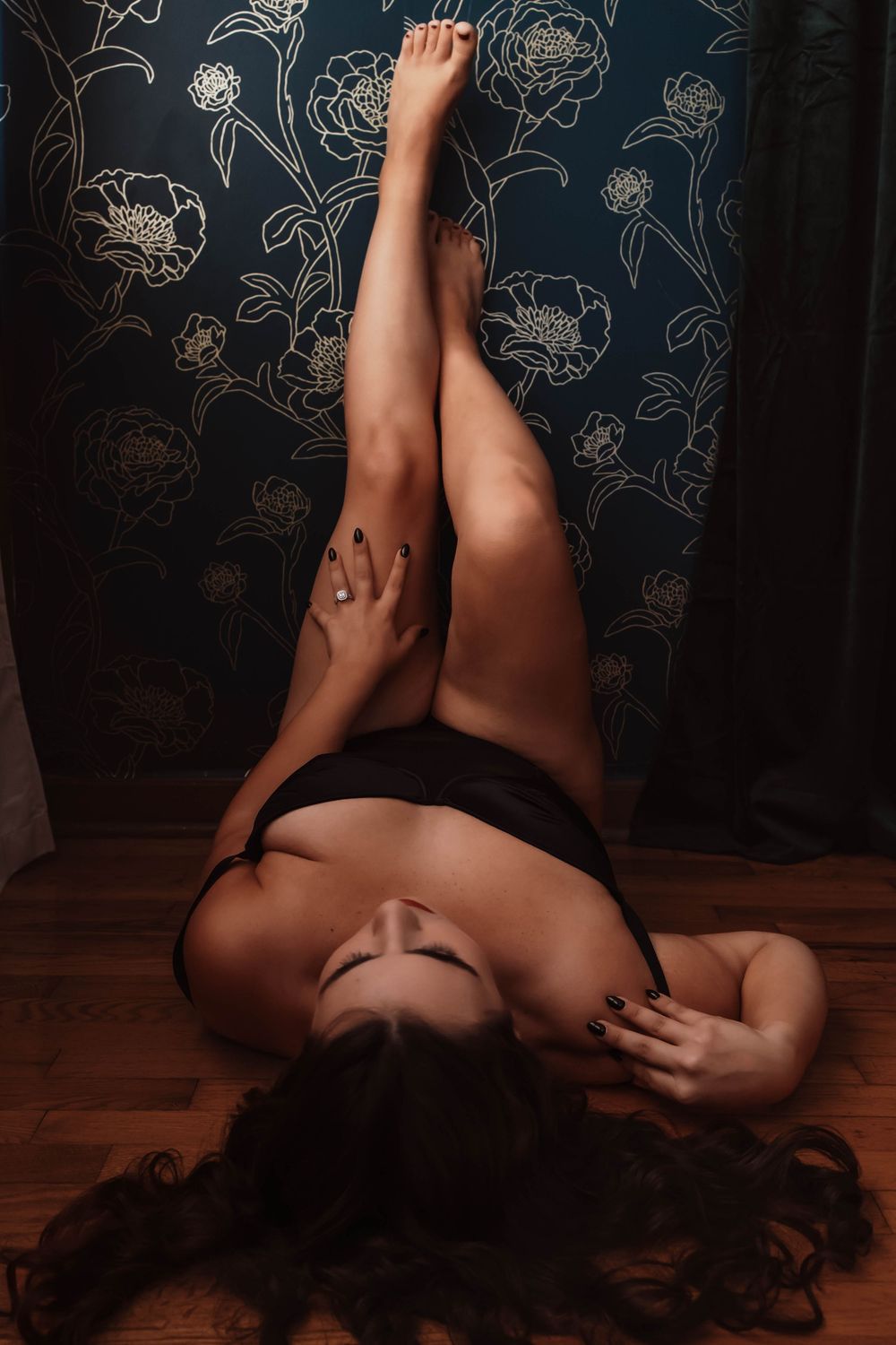 Intimate boudoir portrait focused on emotion and atmosphere in HVNY private studio