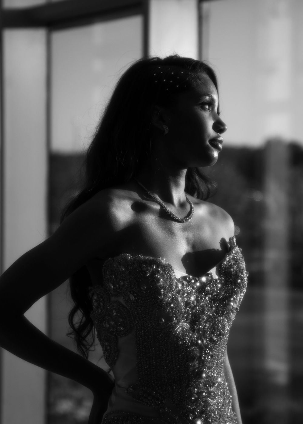 Dramatic senior prom portrait captured by Maryland photographer Athena Arnold.