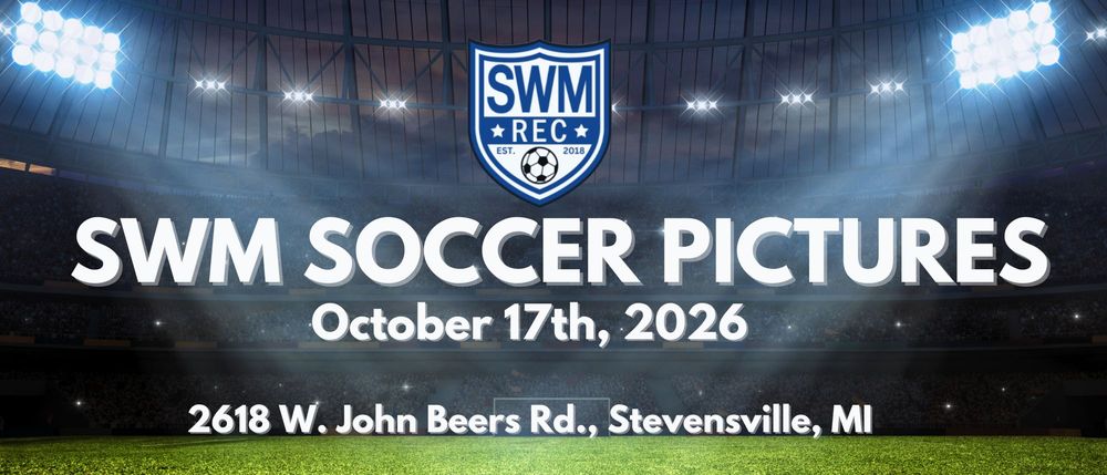 SWM Rec Pictures banner with stadium lights and scheduling information.