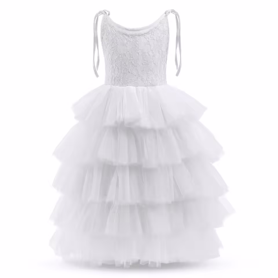 Beautiful white ruffle dress for girls.