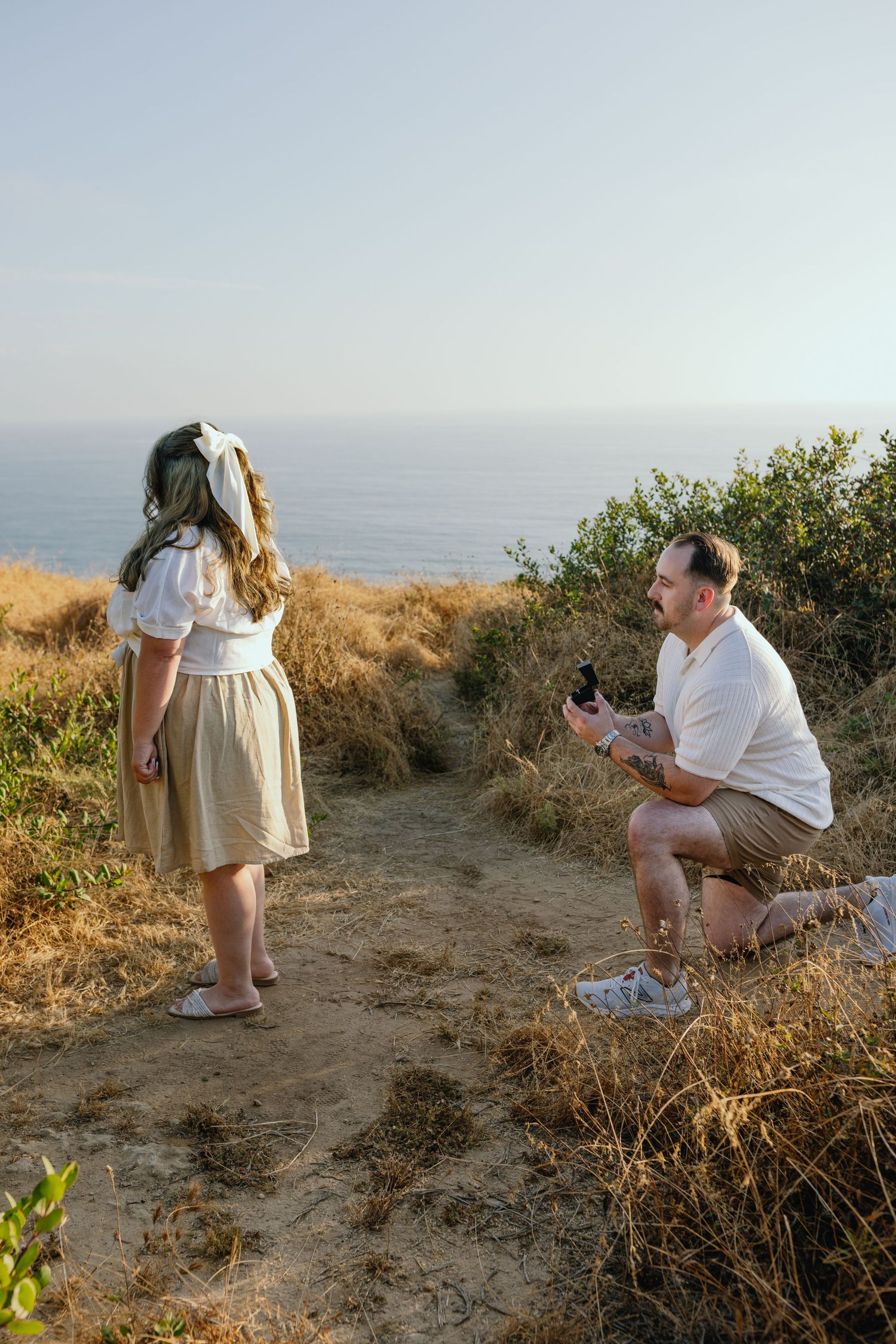 surprise proposal overlooking the ocean at torrey pines