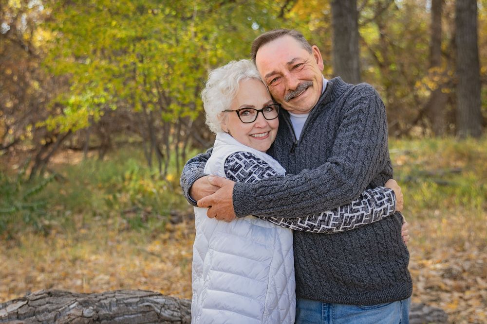 a couple in a field.