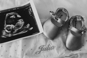 Series of ultrasound images showing fetal development.