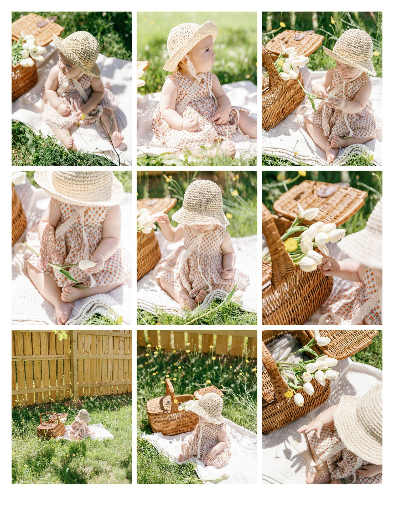 1 year birthday photos in flower field