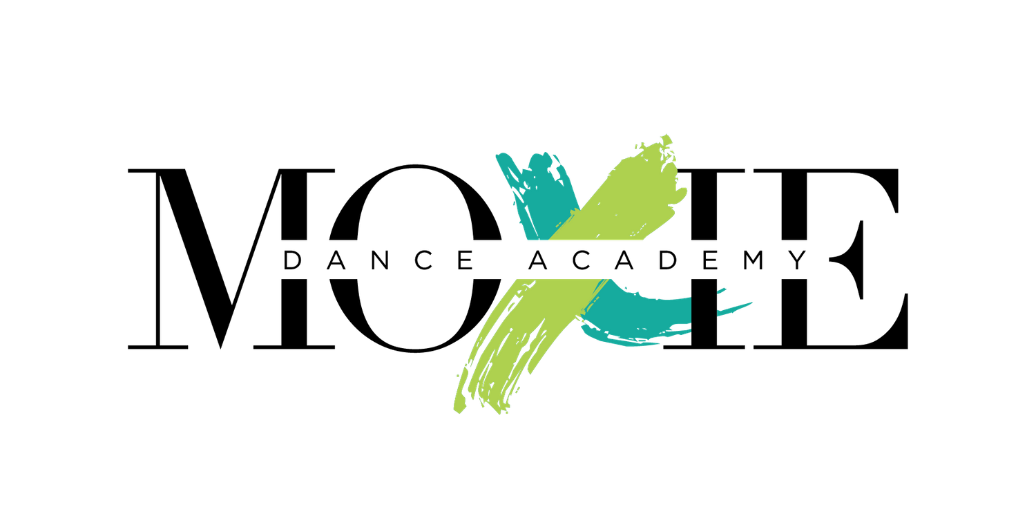 Modern dance academy logo design featuring stylized text and artistic green accents.