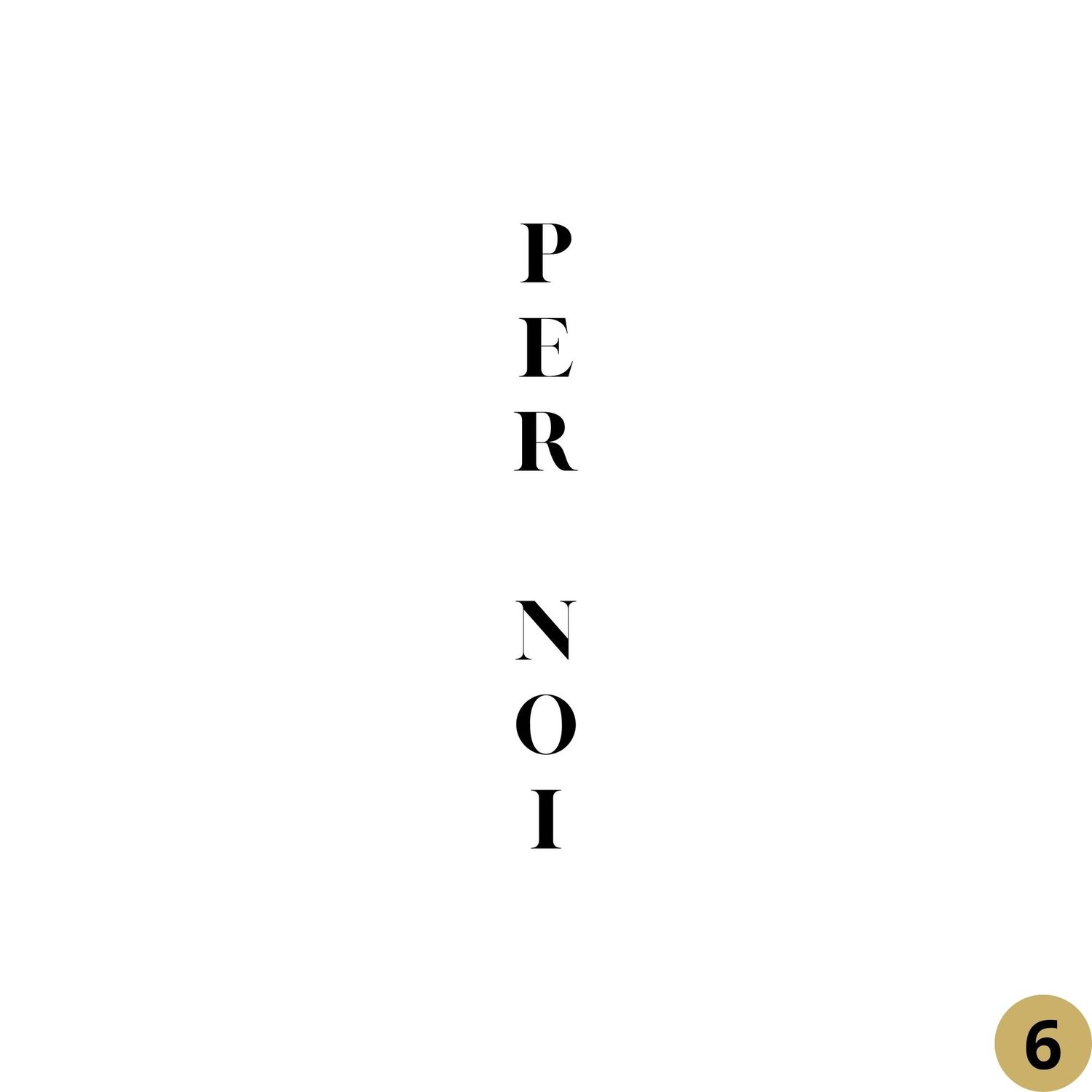 Vertical text spelling PERNOD 6 arranged in a minimalist design against a white background.