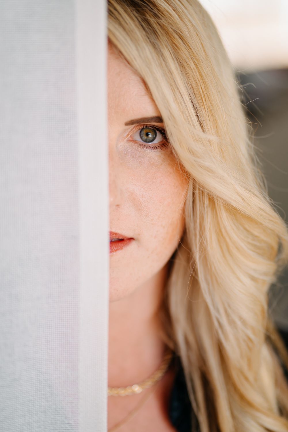 half face of a woman photographed for a branding session in Mallorca