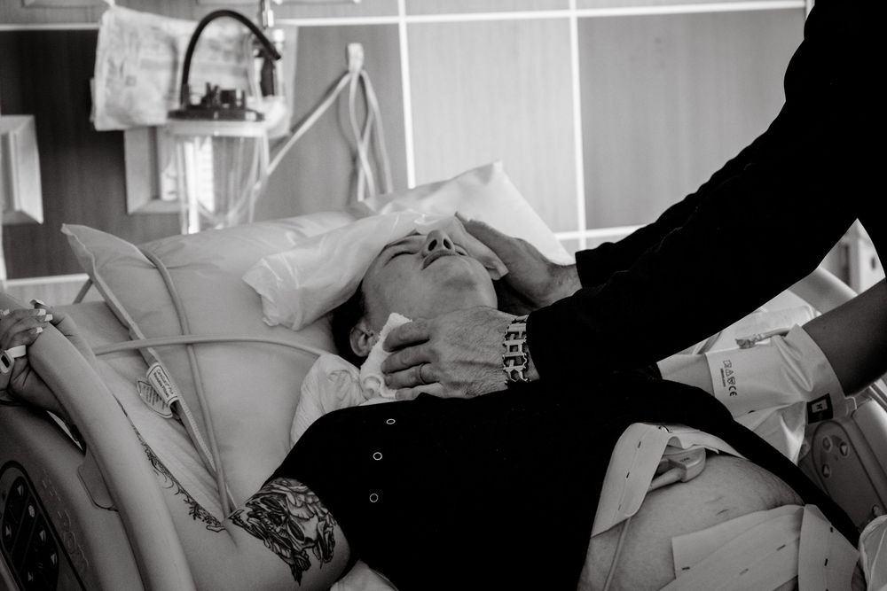 Artistic black and white photography sequence capturing intimate moments between a couple.